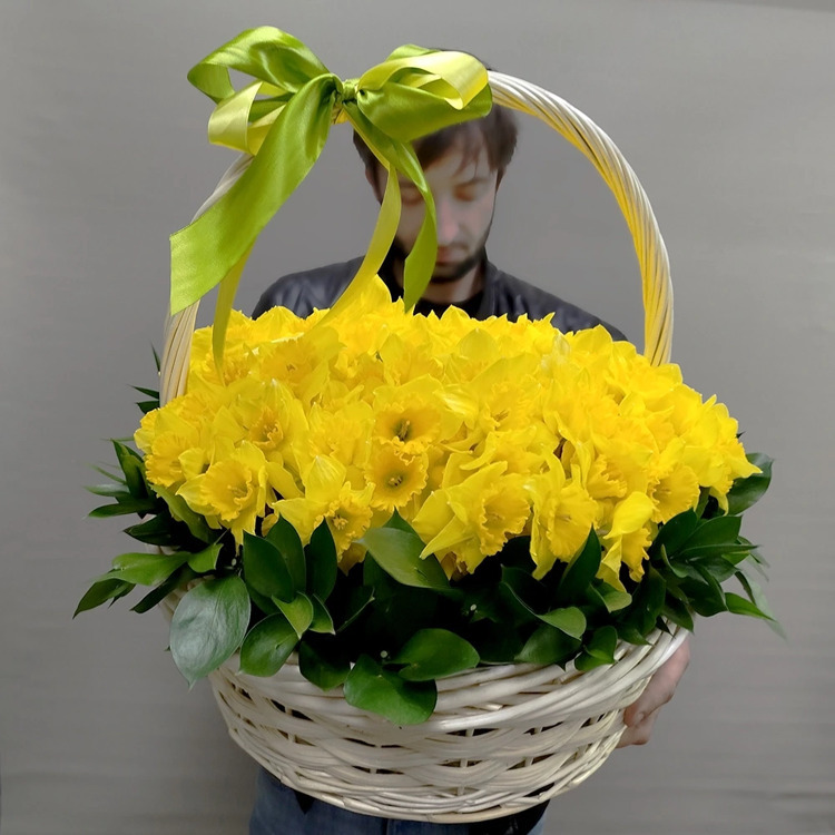 Корзина из 151 нарцисса